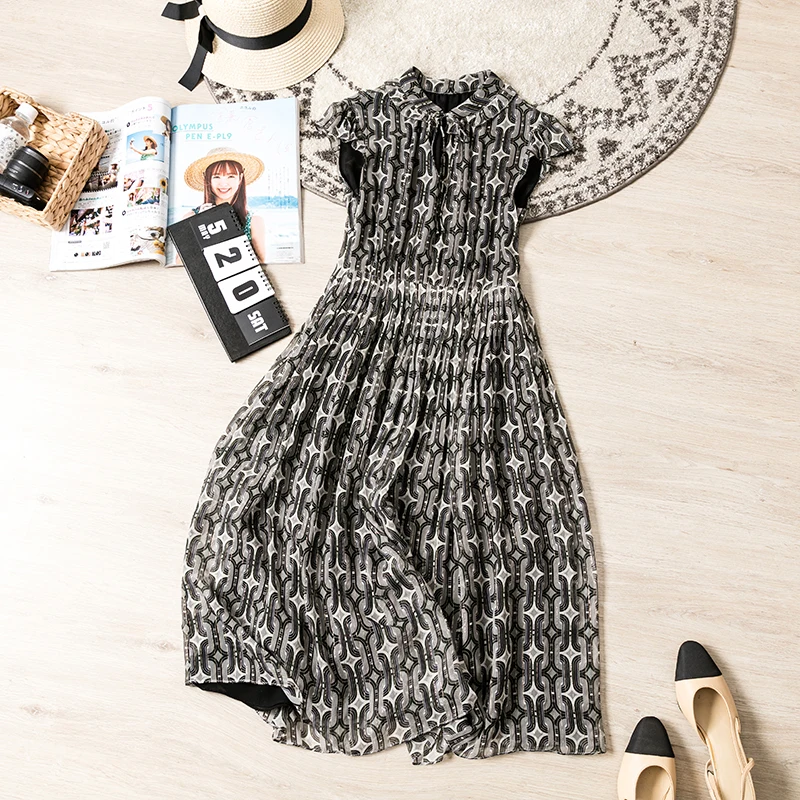 

Модные высококачественные платья из 80% натурального шелка для женщин, лето, женское платье миди, женское платье с высокой талией, халаты Zjt2014