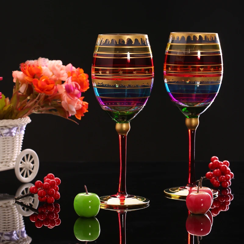 

Creative Colored Drawing Champagne Flute Glass Crystal Cup Red Wine Glasses Stemware for Vodka Cups Bar Hotel party Drinkware