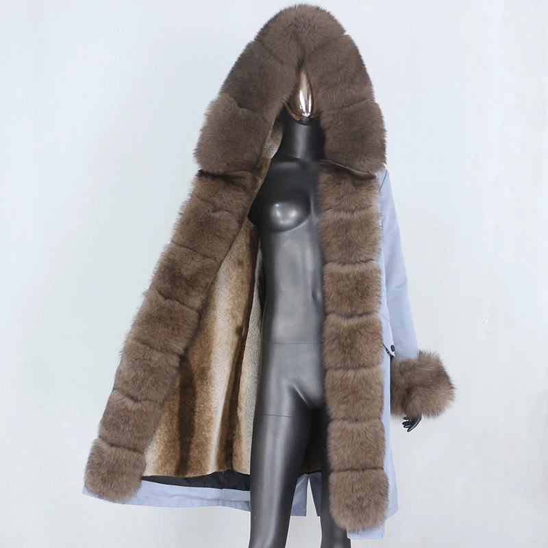 Женская парка со съемным мехом CXFS длинная непромокаемая куртка натуральным