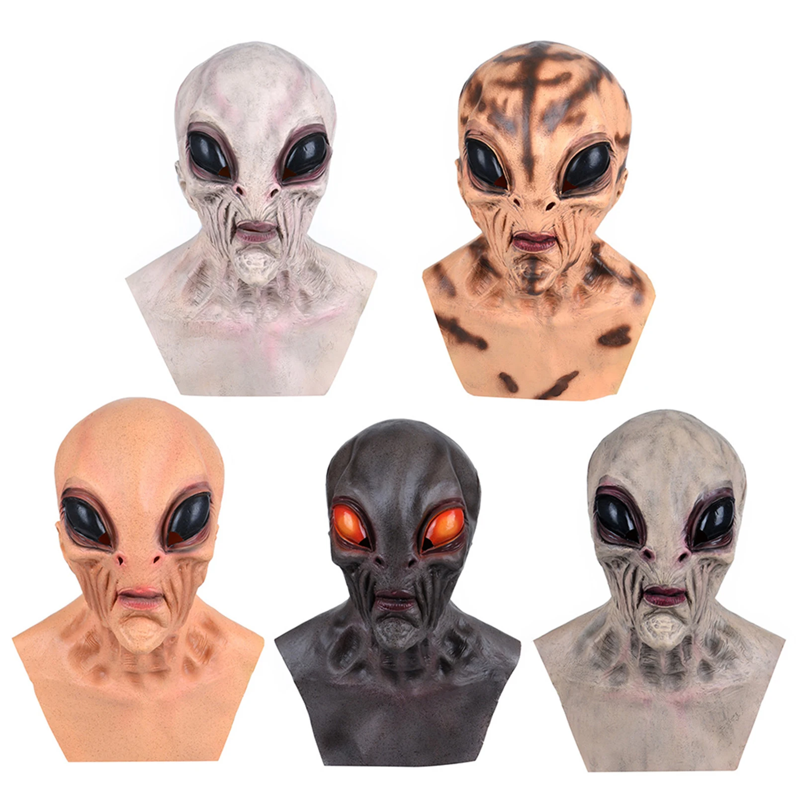 Máscara de Alien de terror, Cosplay, cara completa de miedo, OVNI, Alien, máscaras de látex, casco, fiesta de máscaras de Halloween, accesorios de disfraces
