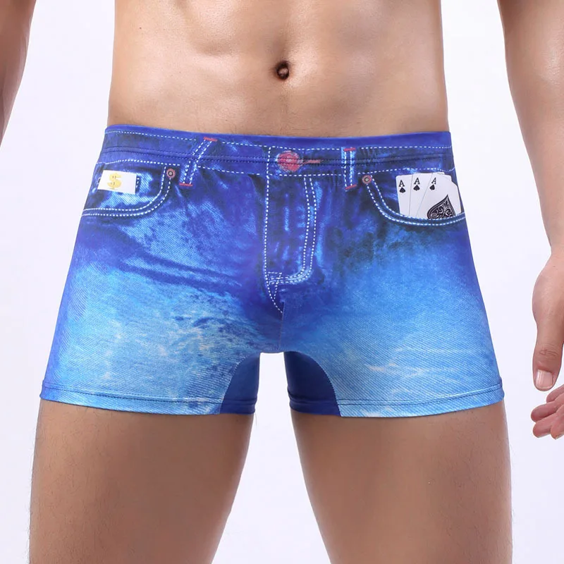 Men Underwear Print Denim Sexy Boxer Homme Brand New Top Quality Fashion Panties