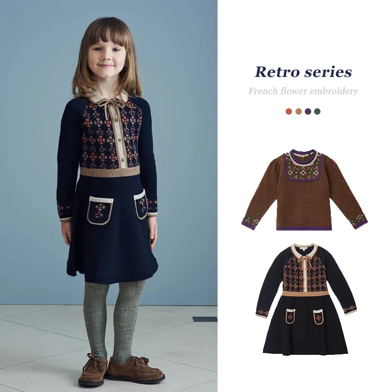 

Детские вязаные осенние свитера для девочек, вязаное платье принцессы, теплый детский пуловер, свитеры, Детская верхняя одежда, одежда