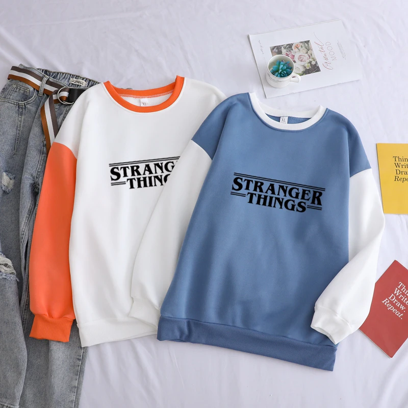 

stranger things Autumn Winter Fleece hoodie Harajuku Pullover Solid Thick Loose Women Hoodies Sweatshirts Female Casual Coat