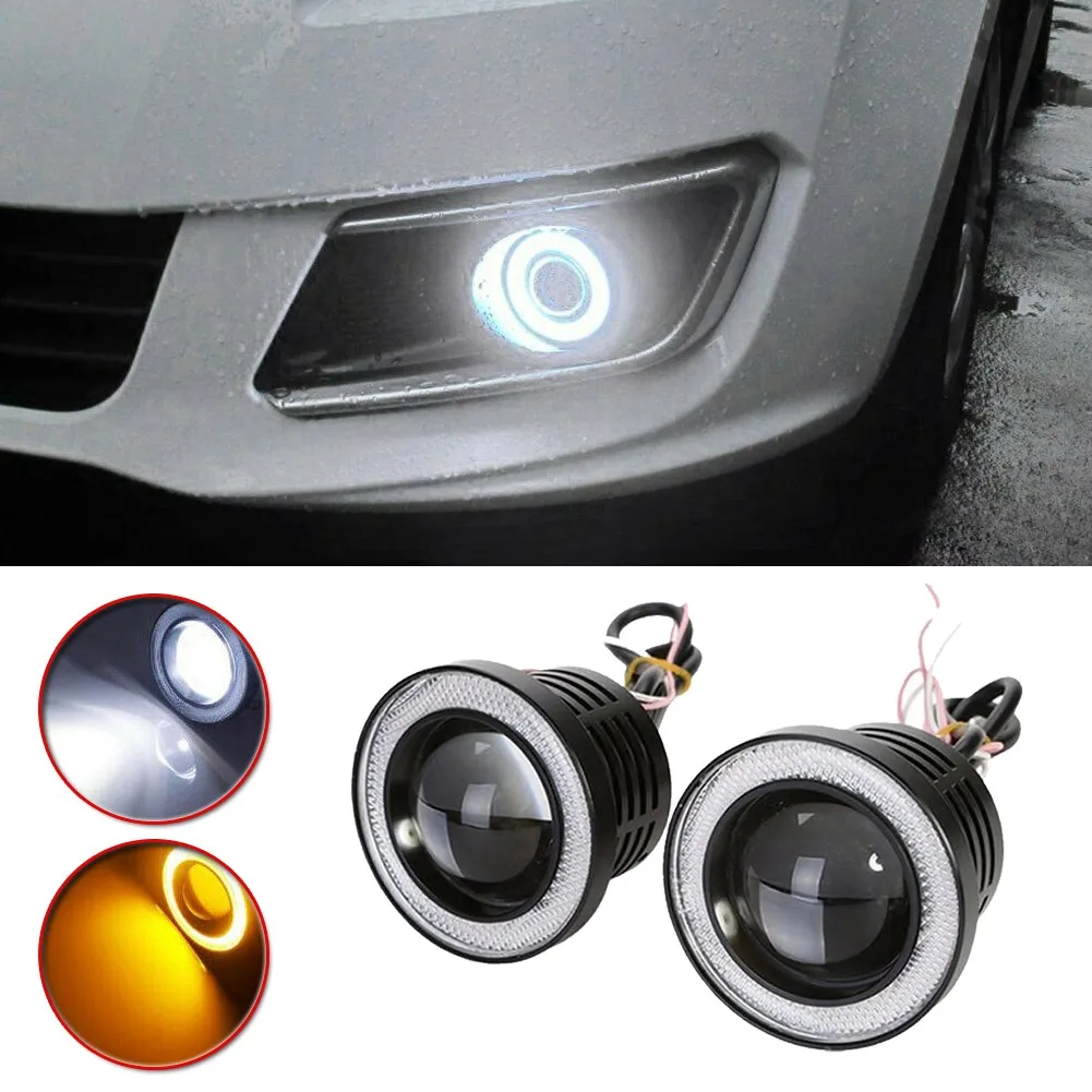 

Accessory Fog Lights Angel Eyes COB Halo Ring Round SUV Super Bright Universal