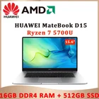 Ультратонкий ноутбук HUAWEI MateBook D 15, 2021 дюйма, AMD Ryzen7 5700U, 16 ГБ ОЗУ, 15,6 Гб SSD, Windows 10