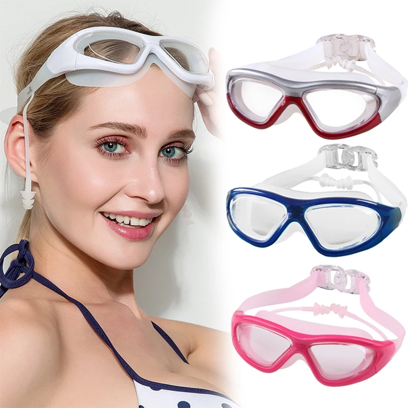 

Newly Adult Swimming Goggles Anti Fog Swim Glasses with Ear Plugs for Men Women S66