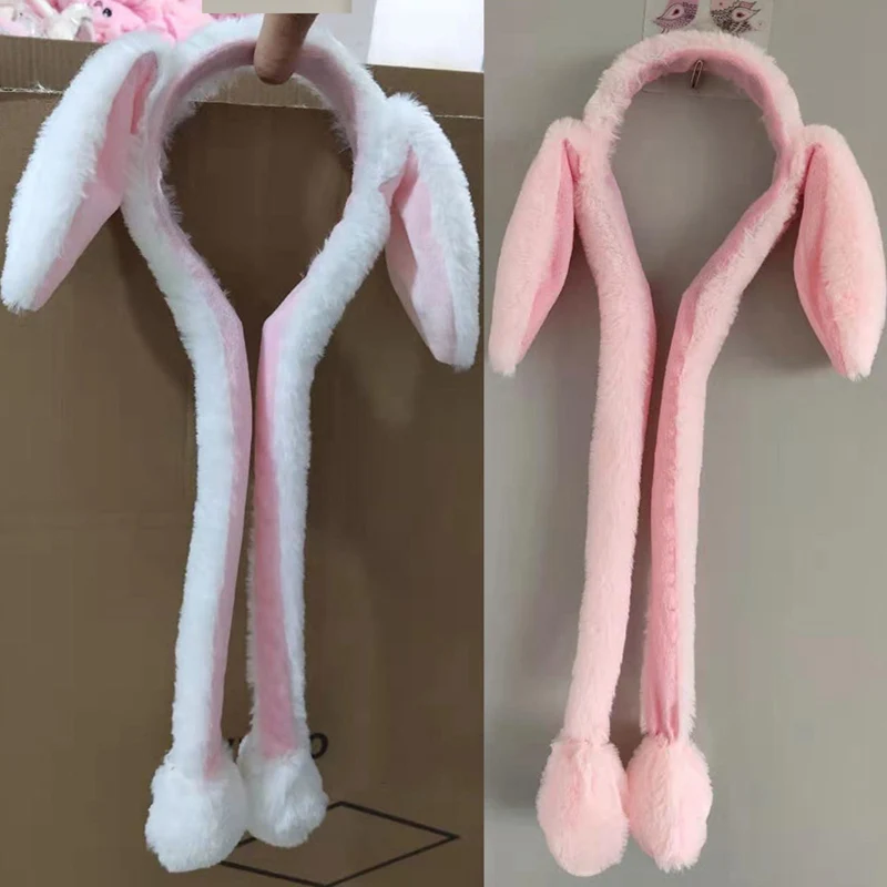 Rabbit Hat With Moving Ears Bunny Warm Plush Sweet Cute Airbag Cap | Аксессуары для одежды