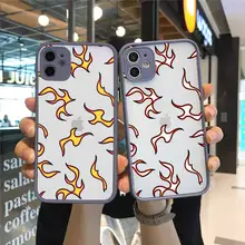 Blue Flame Fire Phone Case Matte Transparent for iPhone 7 8 11 12 s mini pro X XS XR MAX Plus cover funda