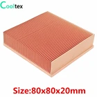 Радиатор 80x80x20 мм из чистой меди, радиатор для электронного чипа, светодиодный Усилитель мощности, охлаждающий кулер