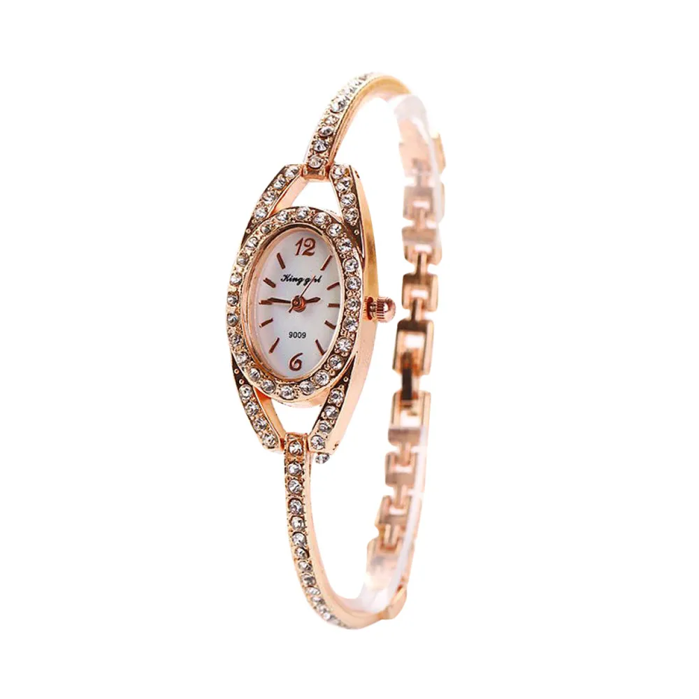 Модные женские кварцевые часы с браслетом из нержавеющей стали кристаллами