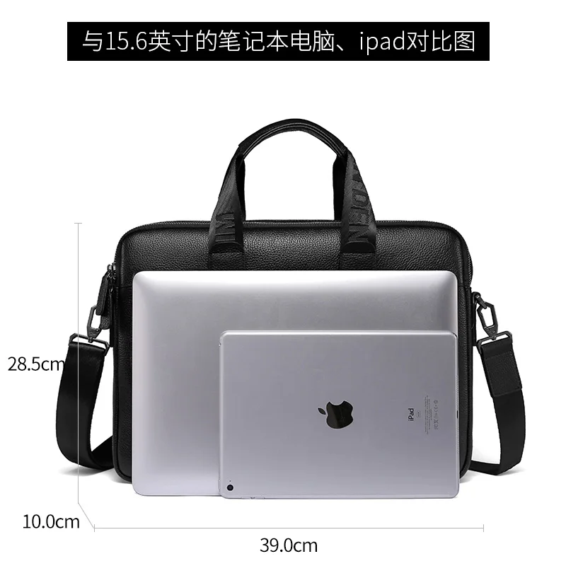 Bison Denim 2020 NEW Briefase business men's bag Genuine Leather Men Bag Business Casual Shoulder Bag 14 inch laptop Handbag