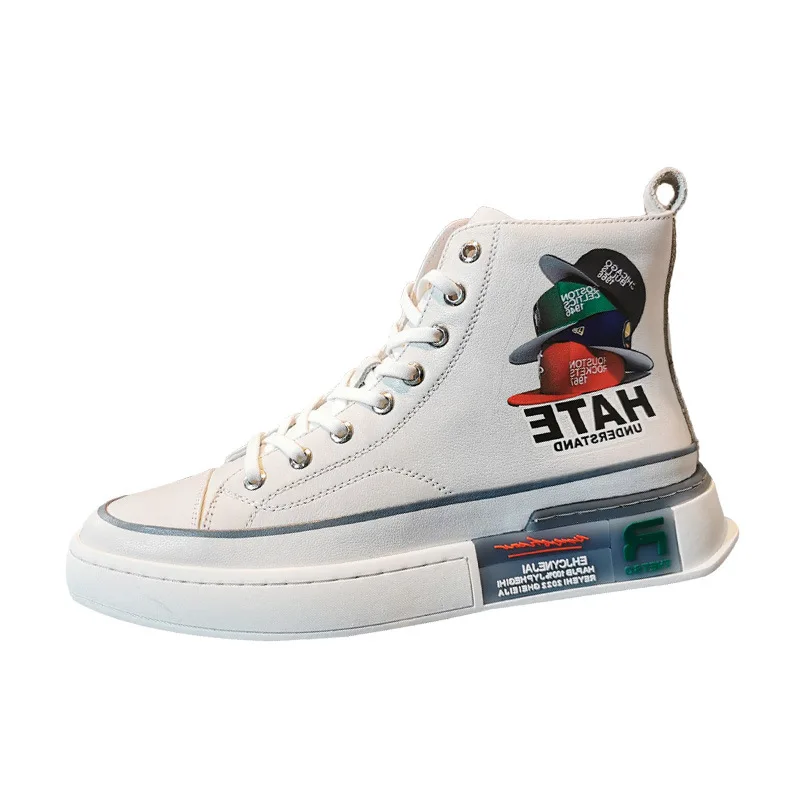 

Owen Seak Men High-TOP Ankle Boots Genuine Leather Sneaker Luxury Zip Trainers Casual Lace-Up Street Wear Flats Black Shoes