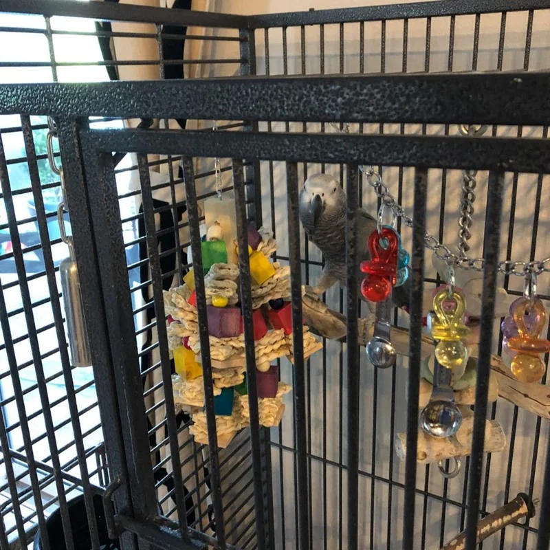 

Parrot Bird Chewing Toy Wooden Parrot Blocks Knots Tearing Toy for African Grey Macaws Cockatoos Parrots Promotion