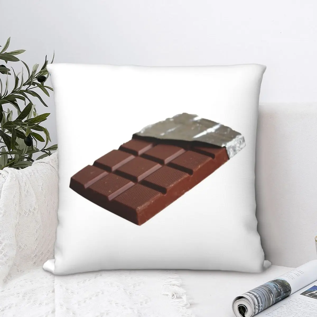 

Chocolate Bar Square Pillowcase Cushion Cover funny Zip Home Decorative Polyester for Home Simple 45*45cm