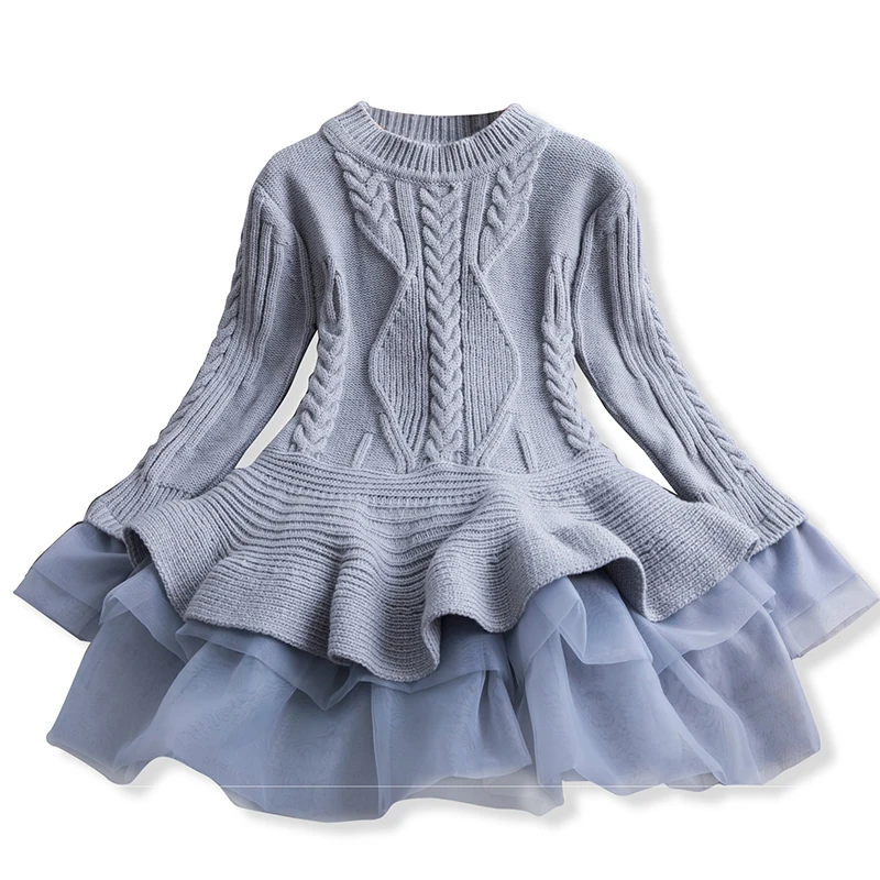Girl Dress Knitted Baby Kids Tutu Birthday Party Dresses Long Sleeve Children Thick Winter For Girls | Детская одежда и обувь