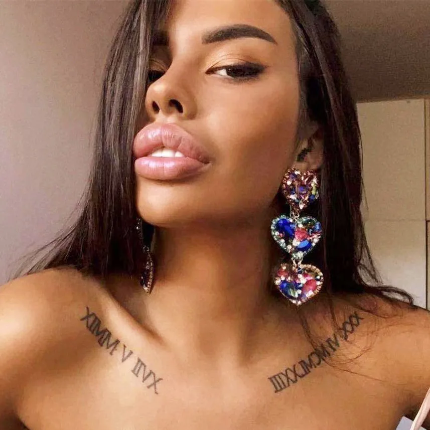 

Fashion Simple Multi-layer Heart-shaped Metal Rhinestone Glass Earrings Women's Creative Pop Party Jewelry Accessories