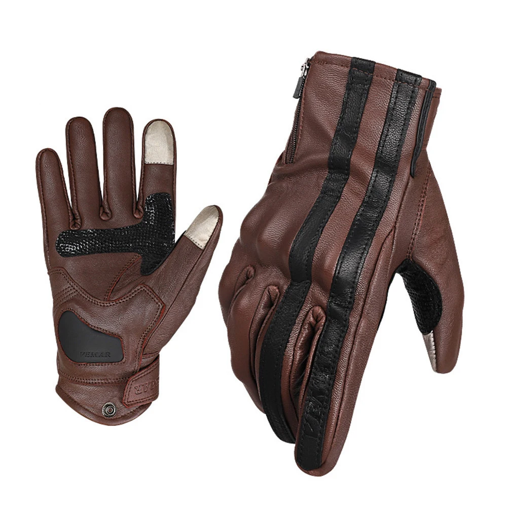 

VEMAR VE-196 Motorcycle Gloves Retro Cruiser Biker Chopper Motos Bike Leather Vintage Riding Gloves
