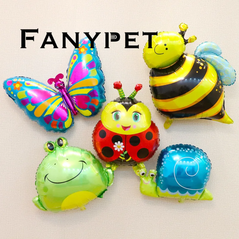 

50pcs lady beetle balloons Snails Butterfly Frog balloons foil animal ballons for kids birthday party decoration globos helium