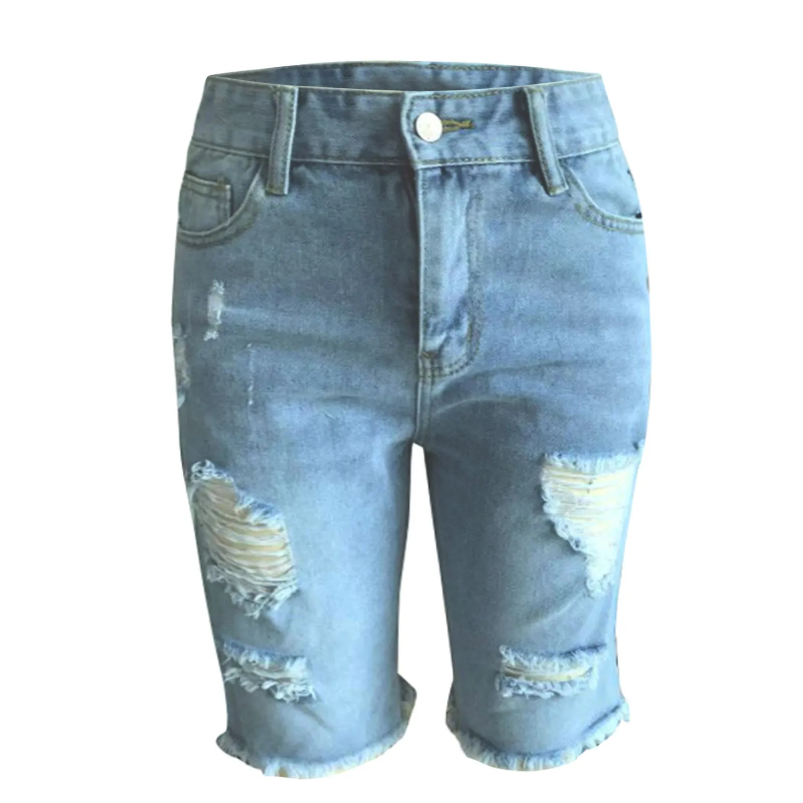 

Trendy Plus Size Five Points Woman Ripped Denim Shorts Summer Students Lady High Waist Jeans Shorts Street Hipster Clothes