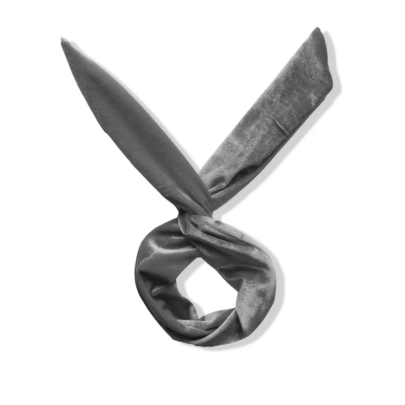 silver grey 1 шт., бархатная повязка для волос с кроликом, повязка для волос для женщин и девочек, аксессуары для волос, тюрбан с кроличьими ушками, повязка на голову, бандана - Цвет: silver grey