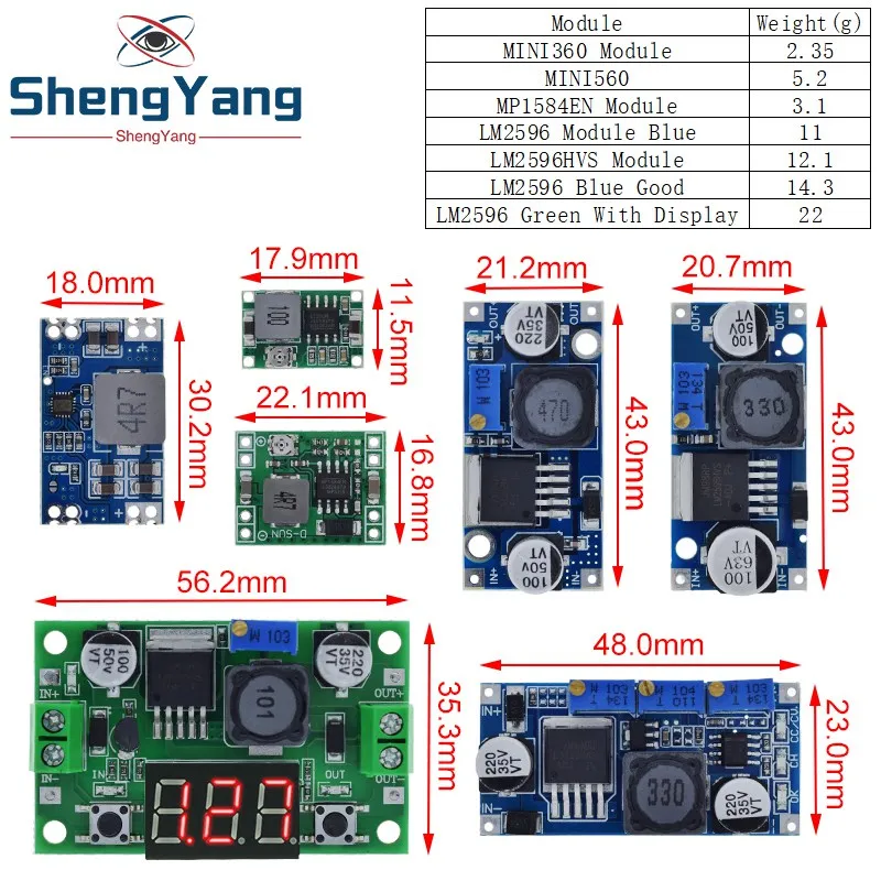 ShengYang 1 шт. LM2596 LM2596S DC-DC Регулируемый понижающий модуль питания новый, высокое качество