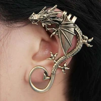 punk metal dragon ear wrap cuff earrings for women men hip hop black clip earings no piercing fashion jewelry 1pcs