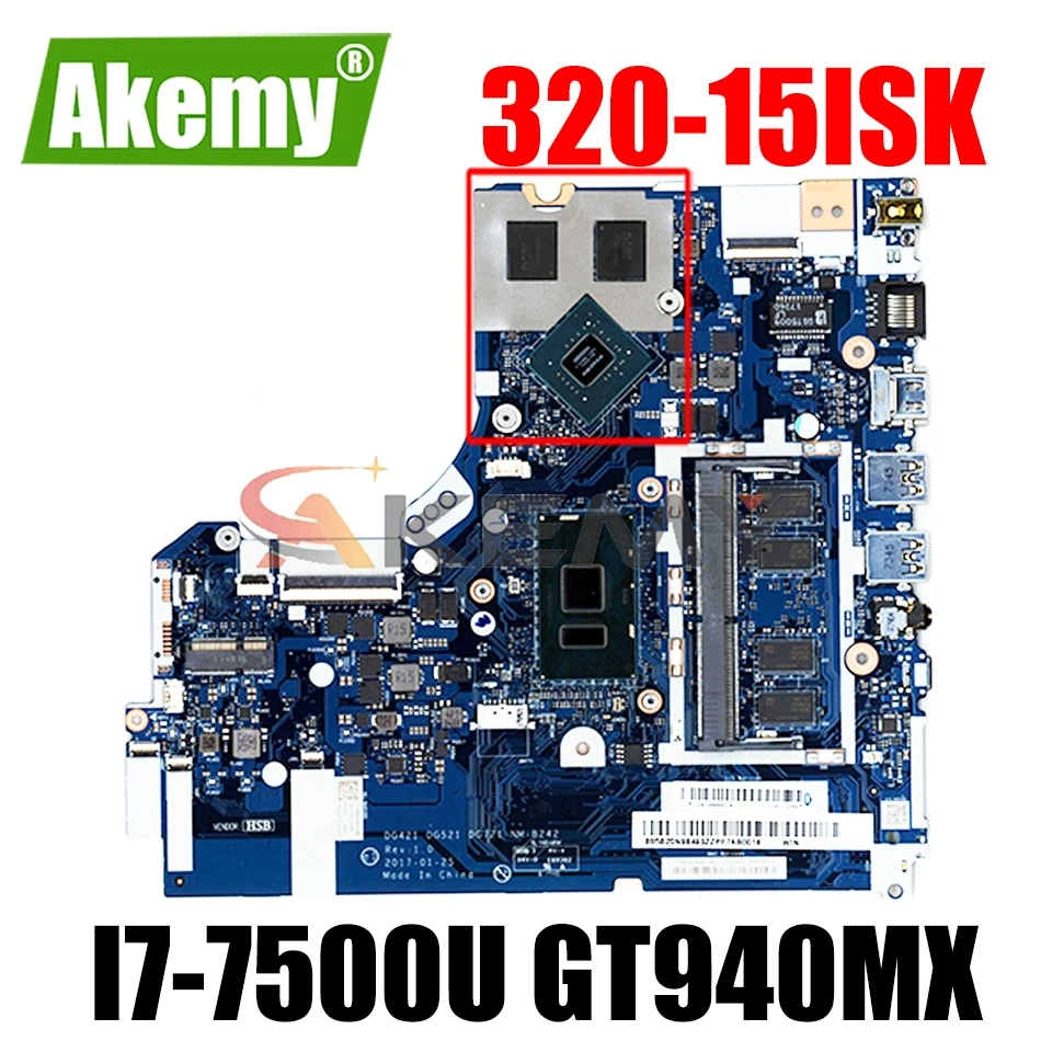 

NM-B242 материнская плата для ноутбука Lenovo Ideapad 320-15IKB оригинальная материнская плата 4GB-RAM I7-7500U GT940MX