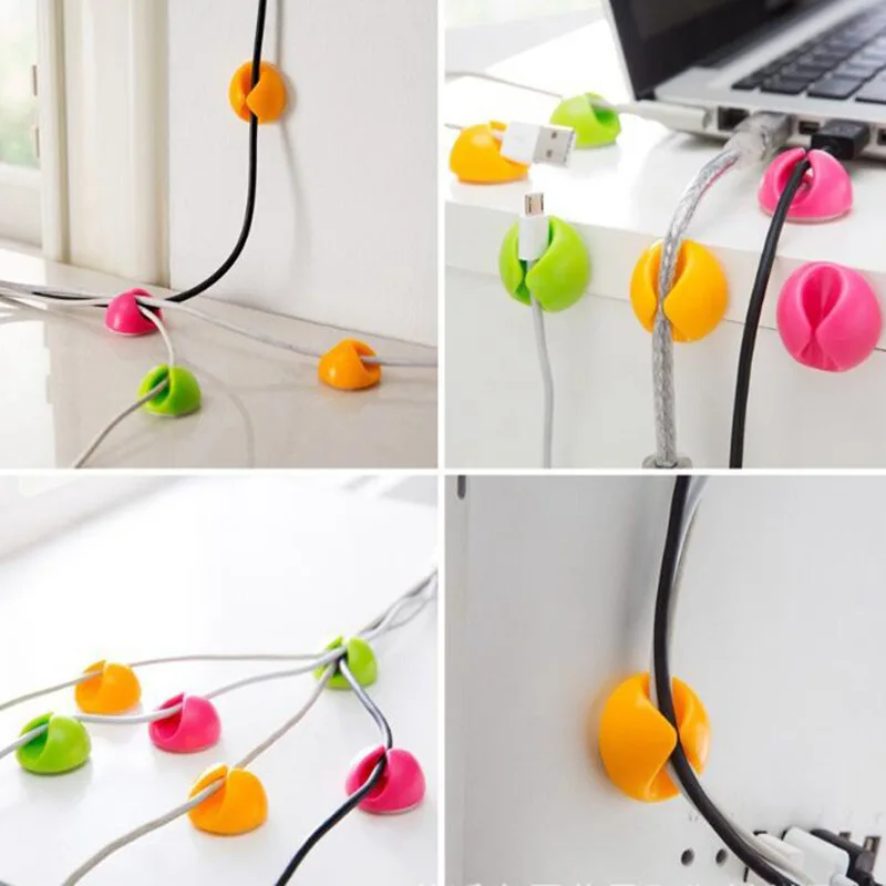 20 шт./лот белый/черный Жесткий Силиконовый органайзер для кабелей зажим кабеля