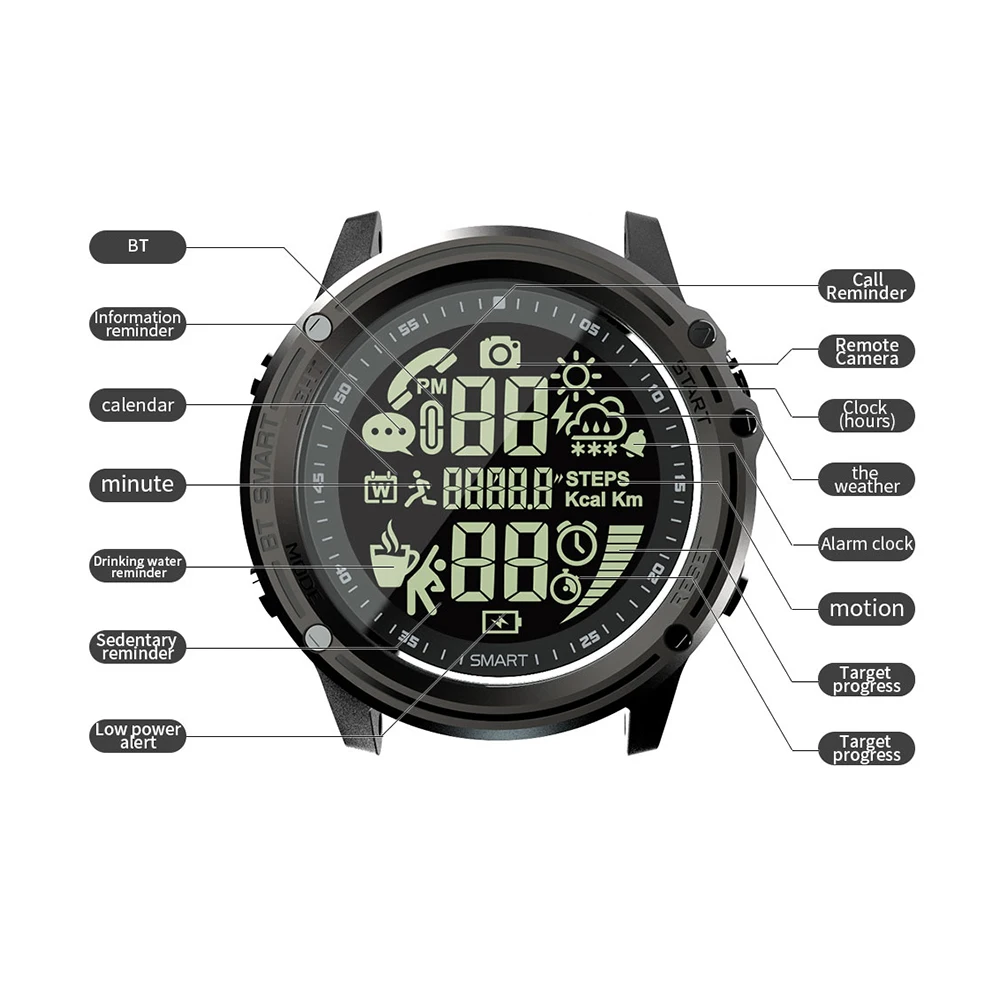 Смарт часы LOKMAT MK07 Bluetooth с 1 25 дюймовым FSTN экраном водонепроницаемый фитнес трекер