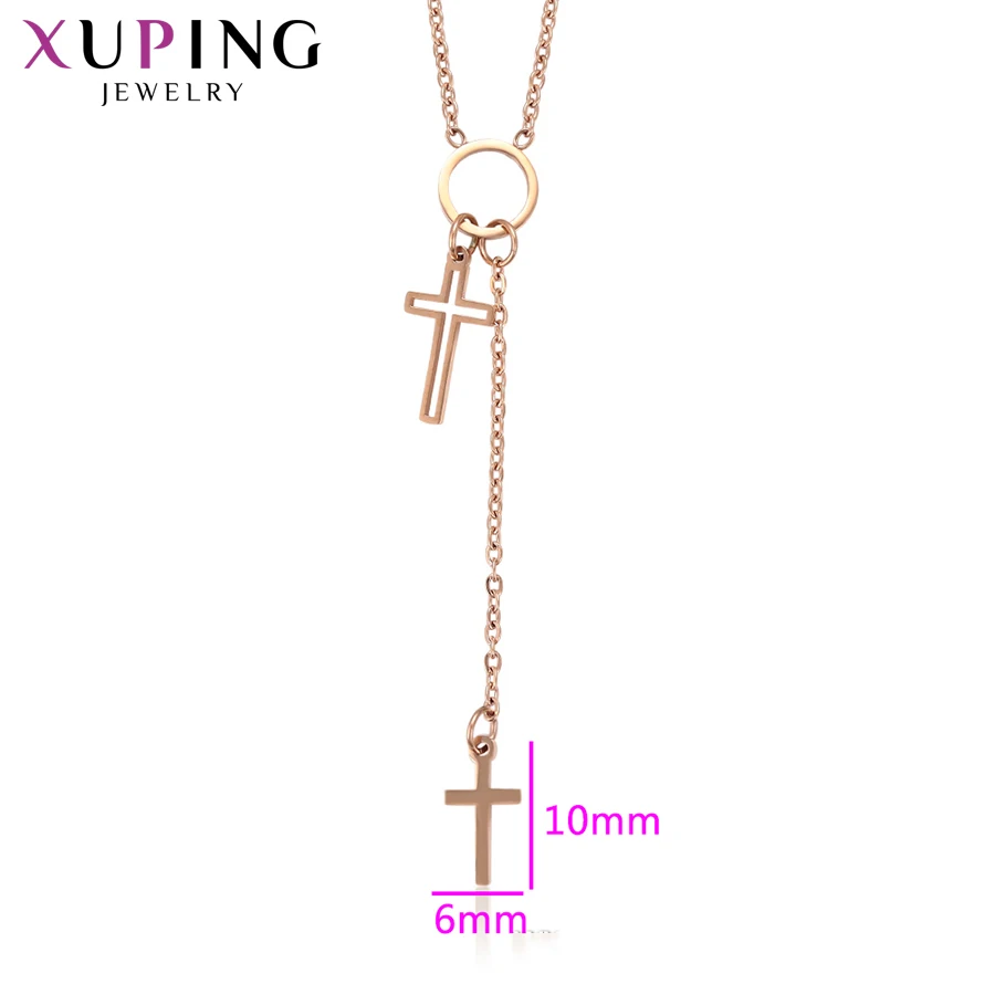 Элегантное ожерелье Xupin в форме Креста новый дизайн розовое золото Покрытые