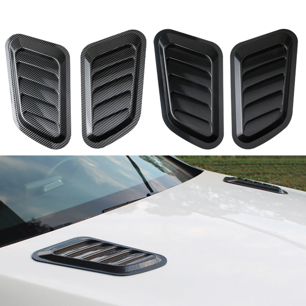 

2pcs Universal Fit ABS Gloss Black Car Air Flow Intake Scoop Hood Bonnet Vent Front Engine Cover Vehicle Auto Decorative Sticker