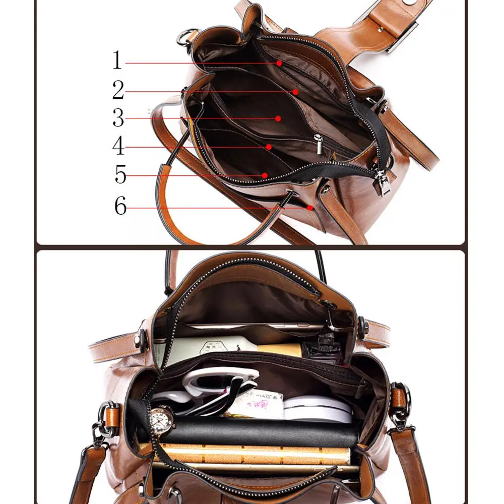 

2019 Women Messenger Bag Vintage Shoulder Bag Women Handbags Designer Hight Quality Oil Wax Leather Tote Bags Ladies HandBag Sac