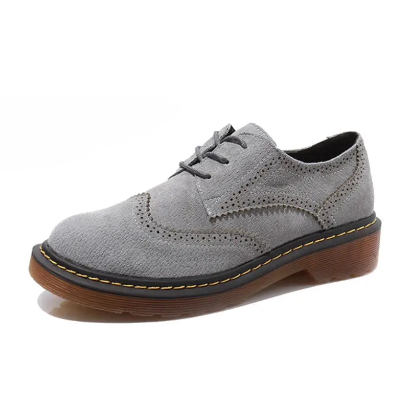 Весенняя женская обувь модная на плоской подошве женские замшевые туфли