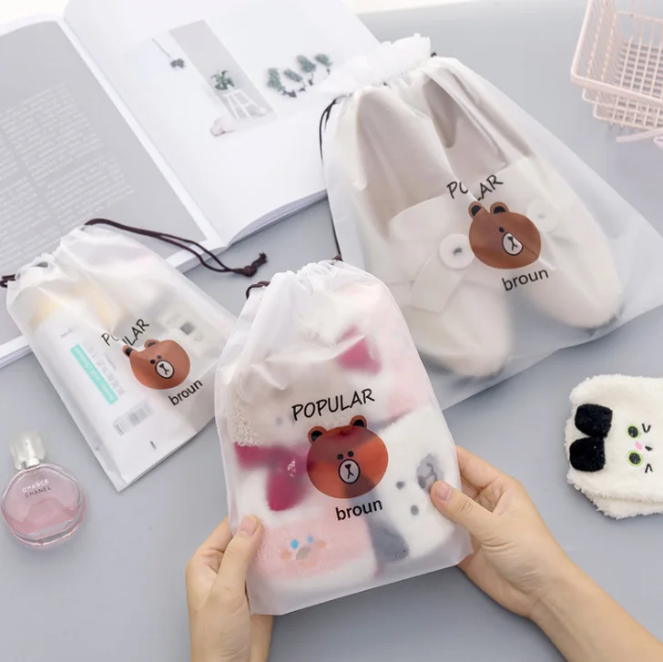 

10pcs Drawstring wash bag cartoon travel case bag clothes shoes storage bag cosmetic bag office storage bag