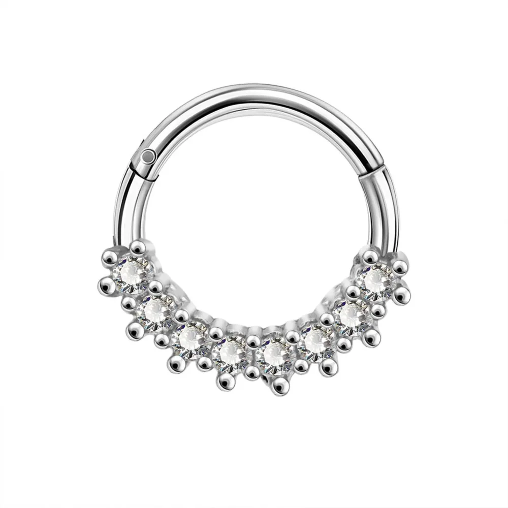 Body Punk 16G Daith Earrings Clear CZ Line Helix Earrings Hoop Rook Tragus Cartilage Earring Hoop Hinged Segment Clicker for Wom