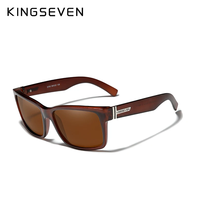 KINGSEVEN спортивные поляризованные мужские солнцезащитные очки, зеркальные линзы, мужские солнцезащитные очки, женские для мужчин, 9 цветов - Цвет линз: Brown
