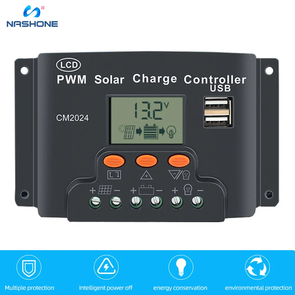 

Solar Charge Controller 18650 Battery Charge Controller 12V/24V Solar Controller Loaded LCD Solar Cell Panel Charger Regulator