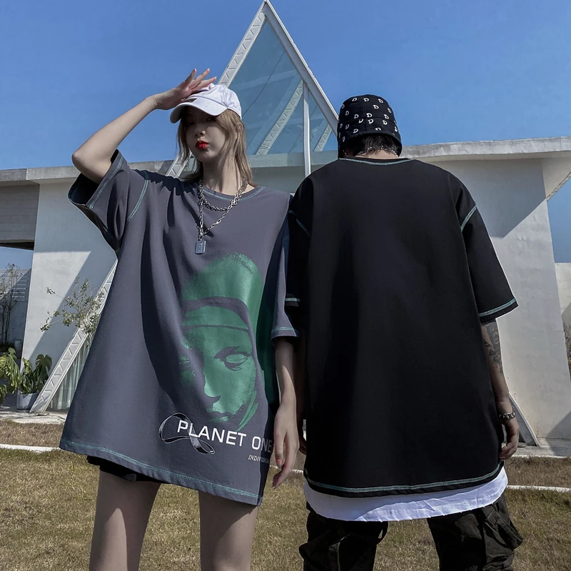 

Dropshipping Fashion Hipster Hip Hop Goddess Stone Print T Shirts Women Men Casual Short Sleeve Cotton Tops Loose Couple Tshirts