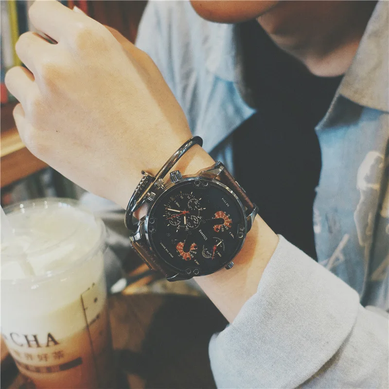 

Hot Large Dial Watch Men's Cool Mens Oversized European American Popular Brand College Student Fashionable Watch Non-Mechanical