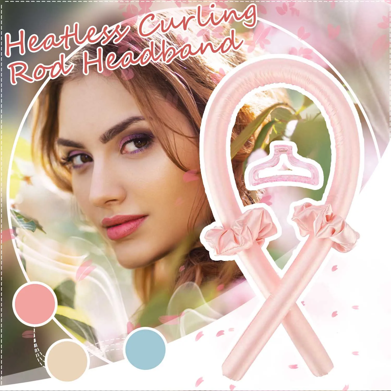 

Women's Universal Curling Iron Heatless Curling Rod Headband No Heat Curls Silk Ribbon Hair Rollers Hair Curle 45mins Usage Time