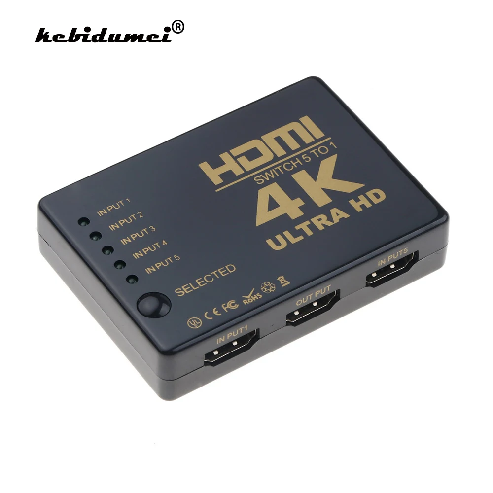 

4K*2K HDMI-compatible Switcher HDTV 1080P 5-Port 3-Port input to 1 Switch Selector Hub with IR Remote 3D for PS3 Xbox 360