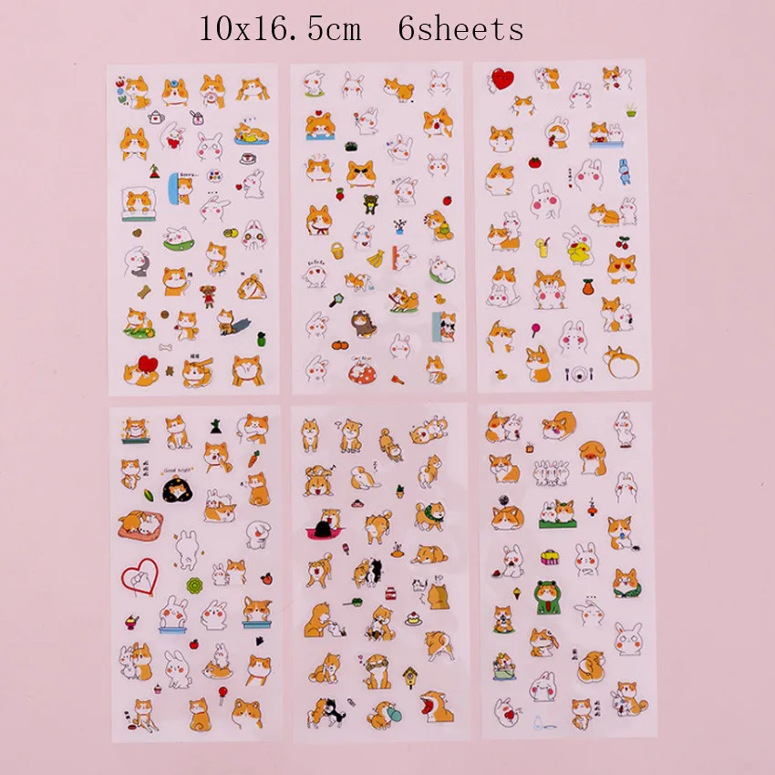 Rabbit and dog 6 листов/упаковка Различные стили для домашних животных DIY Детская Наклейка украшение для животных дневник наклейка s офисные школьные принадлежности - Цвет: Rabbit and dog