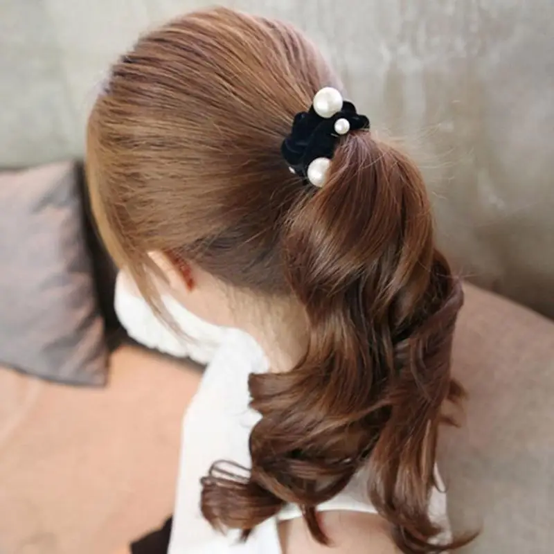 1 шт. фланелевая бархатная повязка для волос Женская жемчужная резинка резинки