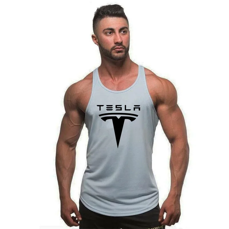 

2021 New Car logo printing Gym Tank Tops Quick Dry Sleeveless Sports Shirt Men Fitness Clothing Summer Cool Men's Running Vest