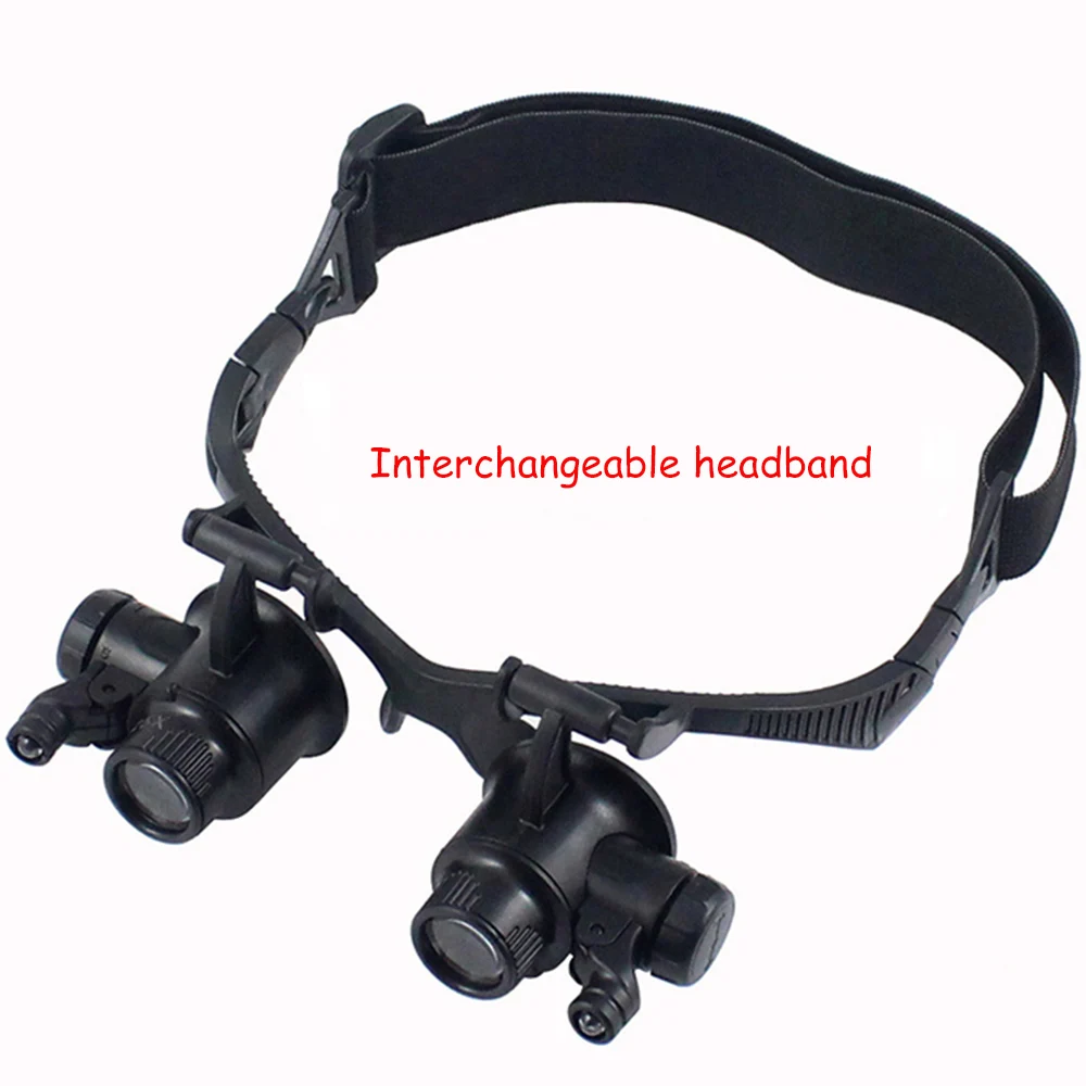 Регулируемая головная Лупа со светодиодной подсветкой увеличительное стекло с