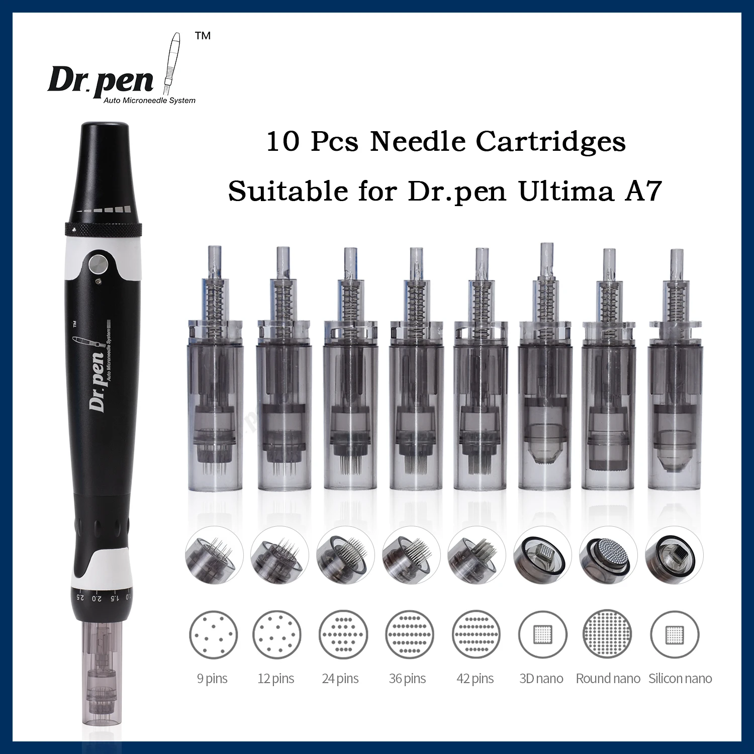 Dr.Pen A7 Replacement Needle Cartridges Sterile Electric Derma Bayonet Cartridges 12 24 36 42 Pin Nano Needle Micro Needling