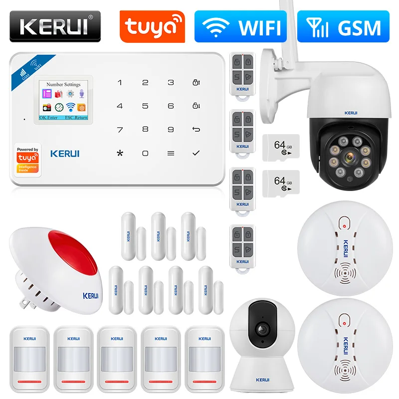 

KERUI W181 Tuya умная система сигнализации домашняя безопасность WIFI GSM поддержка Alexa датчик движения датчик двери пульт дистанционного управления...
