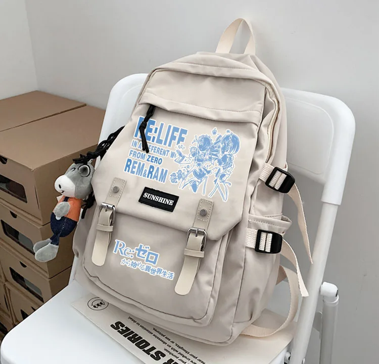 

Anime Re:Life in a different world from zero Rem Emilia Backpack Boy Girl Schoolbag Computer Travel Shoulder Bag Student Cosplay