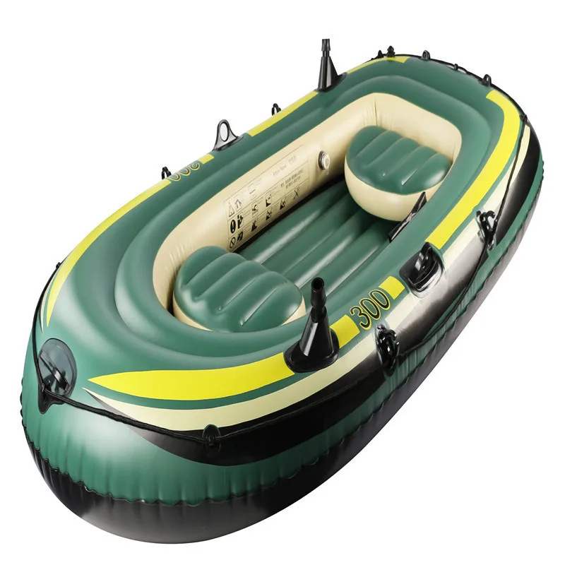 

2 Person 200/230cm Inflatable Kayak PVC Outdoor Water Inflatable Boat Dinghy Fishing Rowing Boat for Drifting Surfing Army Green