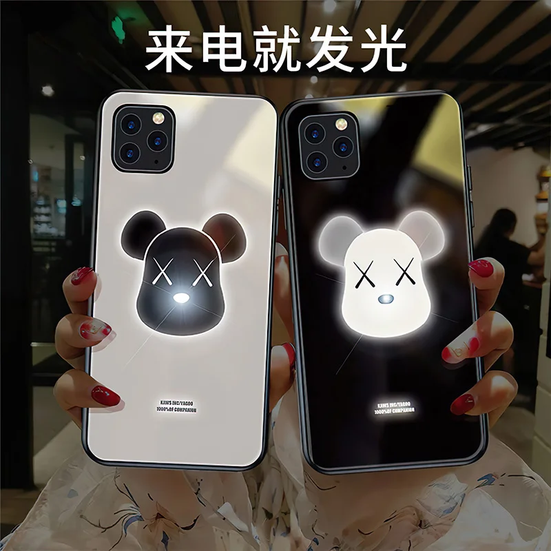 Светодиодный вспышка жестокий медведь закаленное стекло задней панели подходит